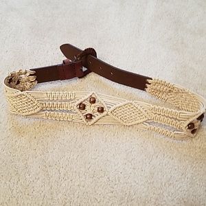New Leather, Rope and Wooden Beads Belt